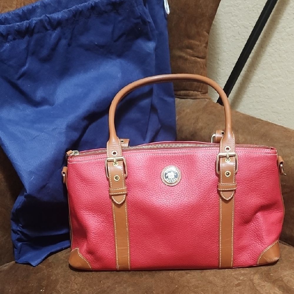 DOONEY and BOURKE Red and Tan Leather Handbag